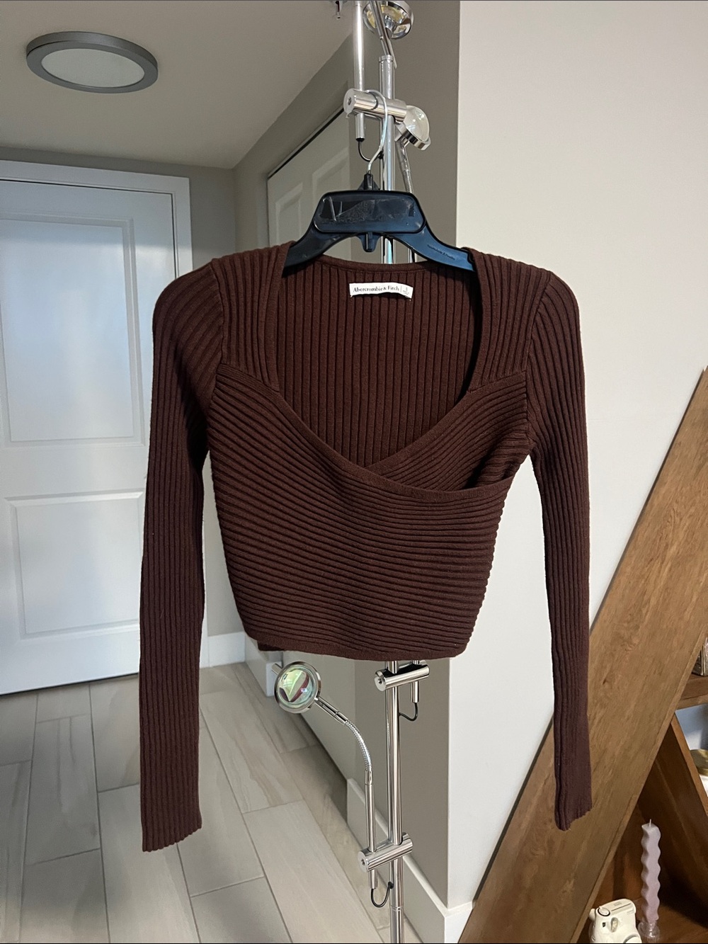 Abercrombie & Fitch Ribbed Brown Knit Top